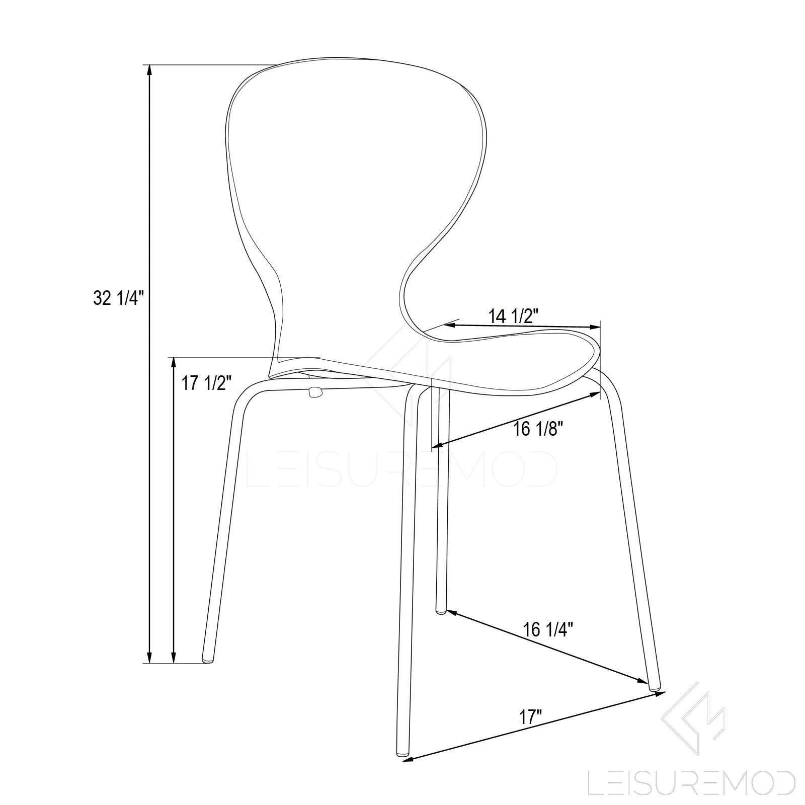 Oyster Modern Transparent Side Chart in Black Base Set of 4