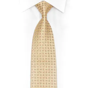 Paisley On Gold Rhinestone Silk Necktie