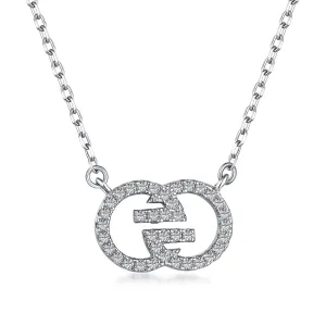 Pave Cubic Zirconia Interlocking Circle Necklace