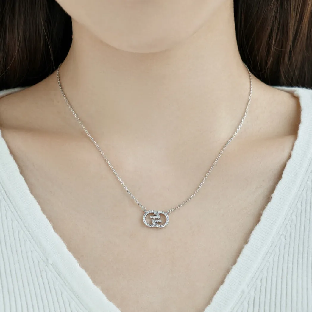 Pave Cubic Zirconia Interlocking Circle Necklace