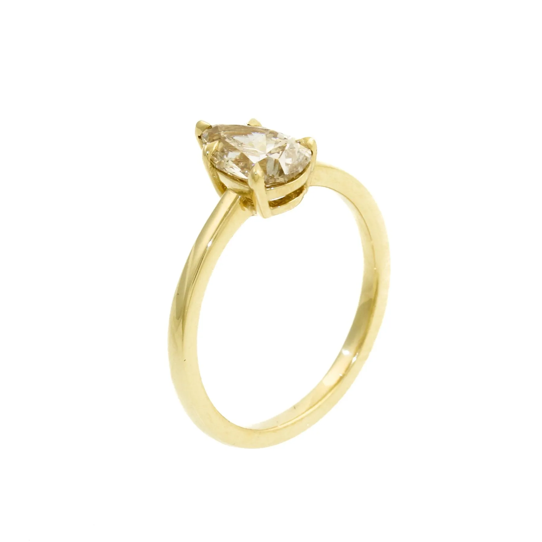 Pear Shape Champagne Diamond Solitaire Ring