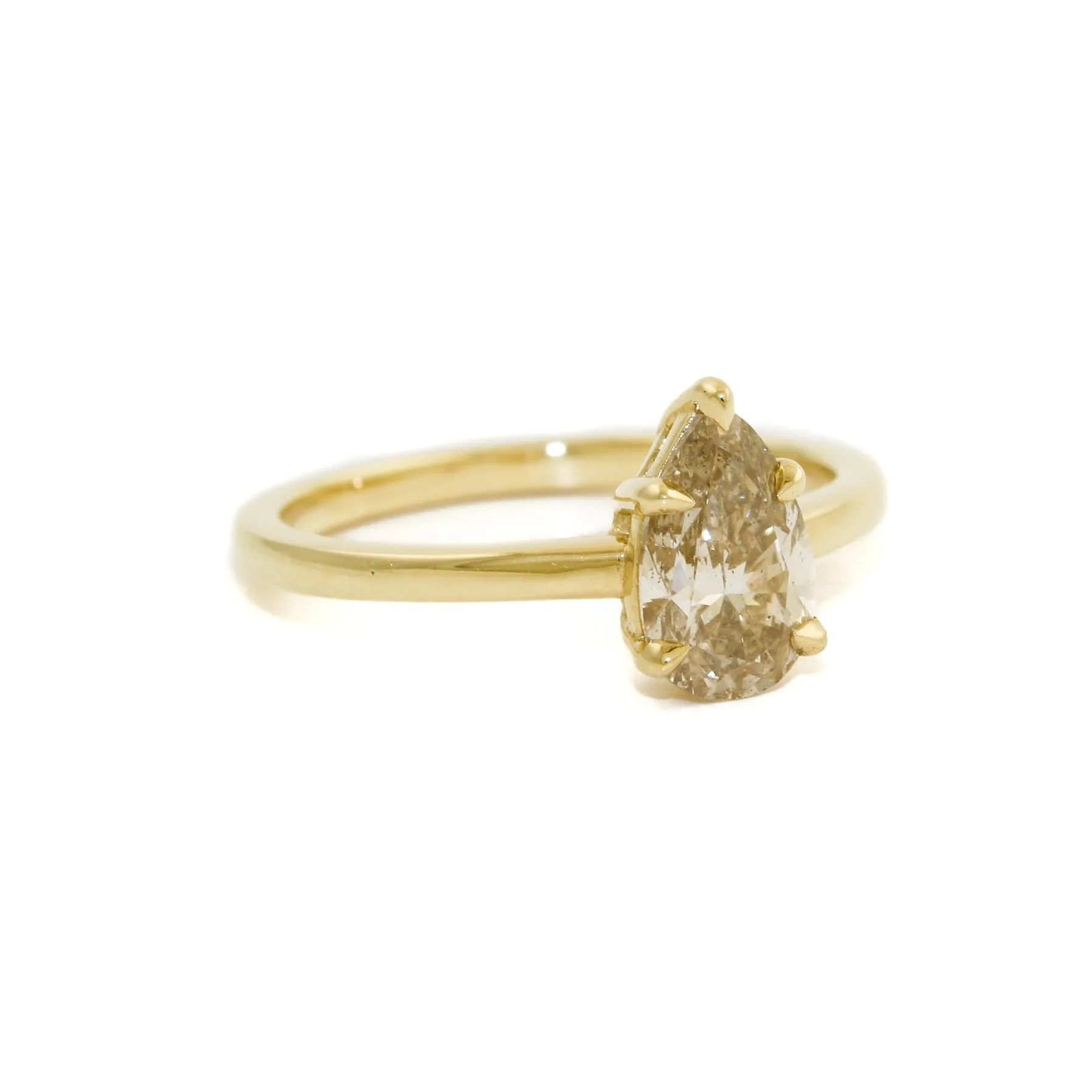 Pear Shape Champagne Diamond Solitaire Ring