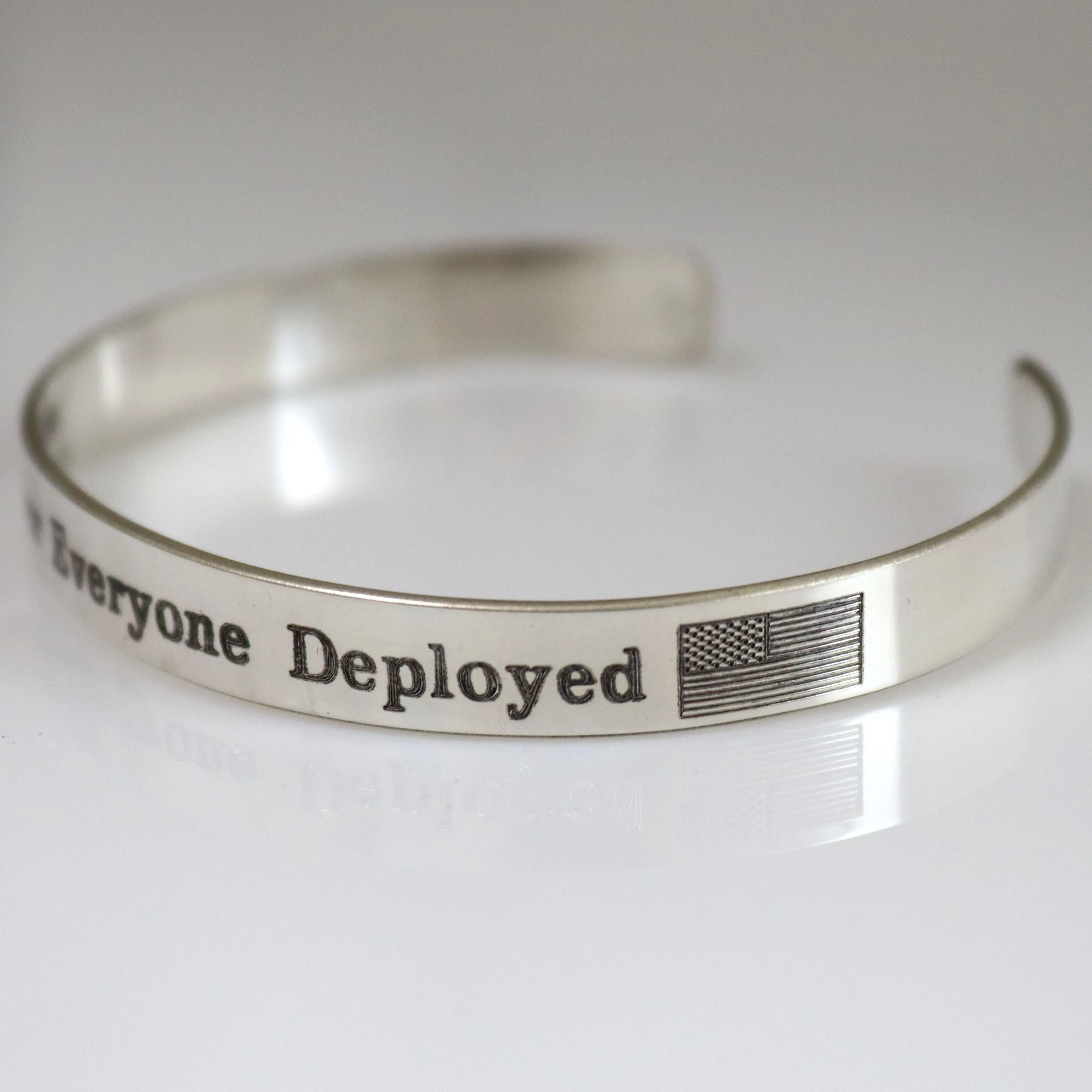 Custom Sterling Silver U.S. Navy Deployment Cuff Bracelet - Military Memorial Bangle