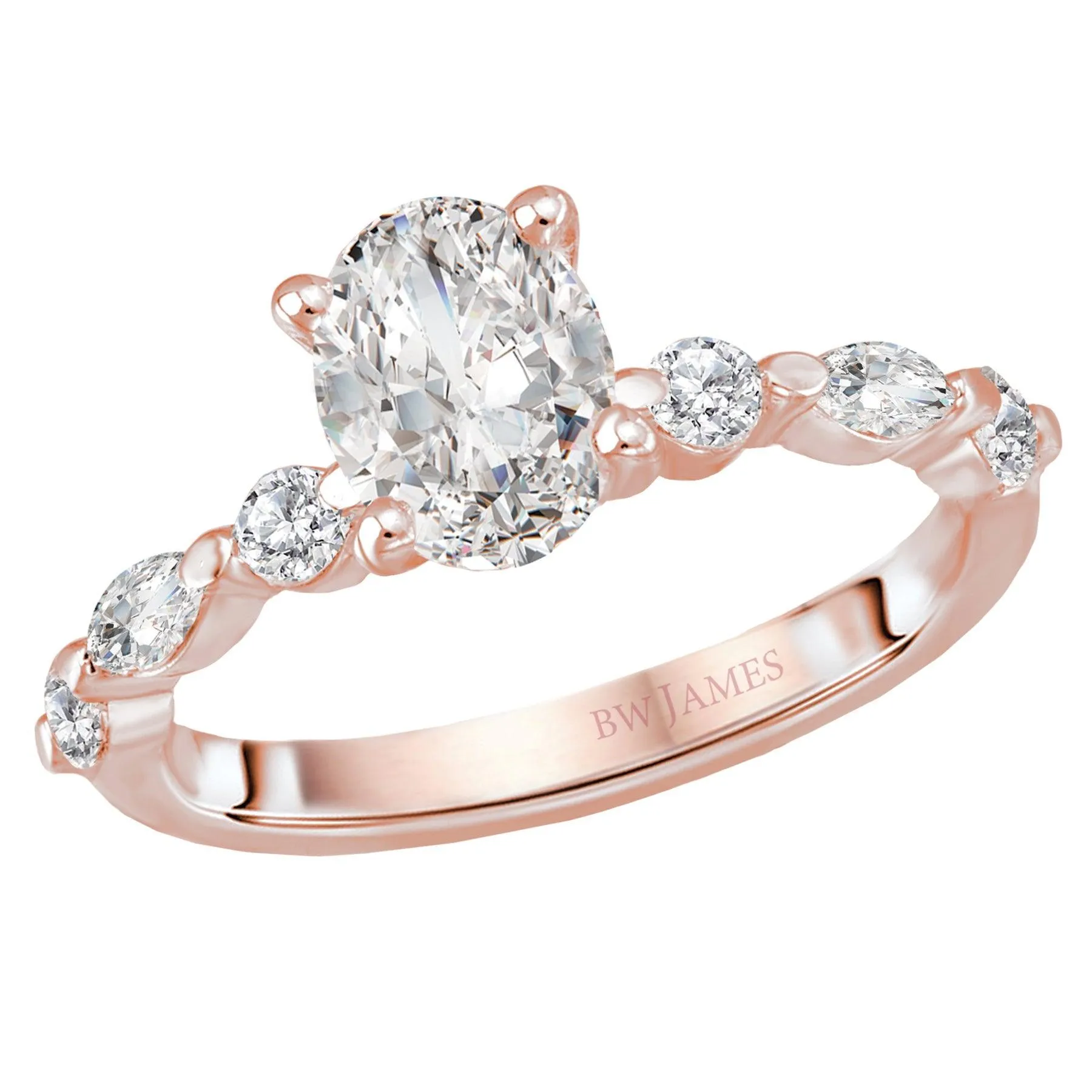 "The Zena" Classic Oval Shape Semi-Mount Diamond Ring