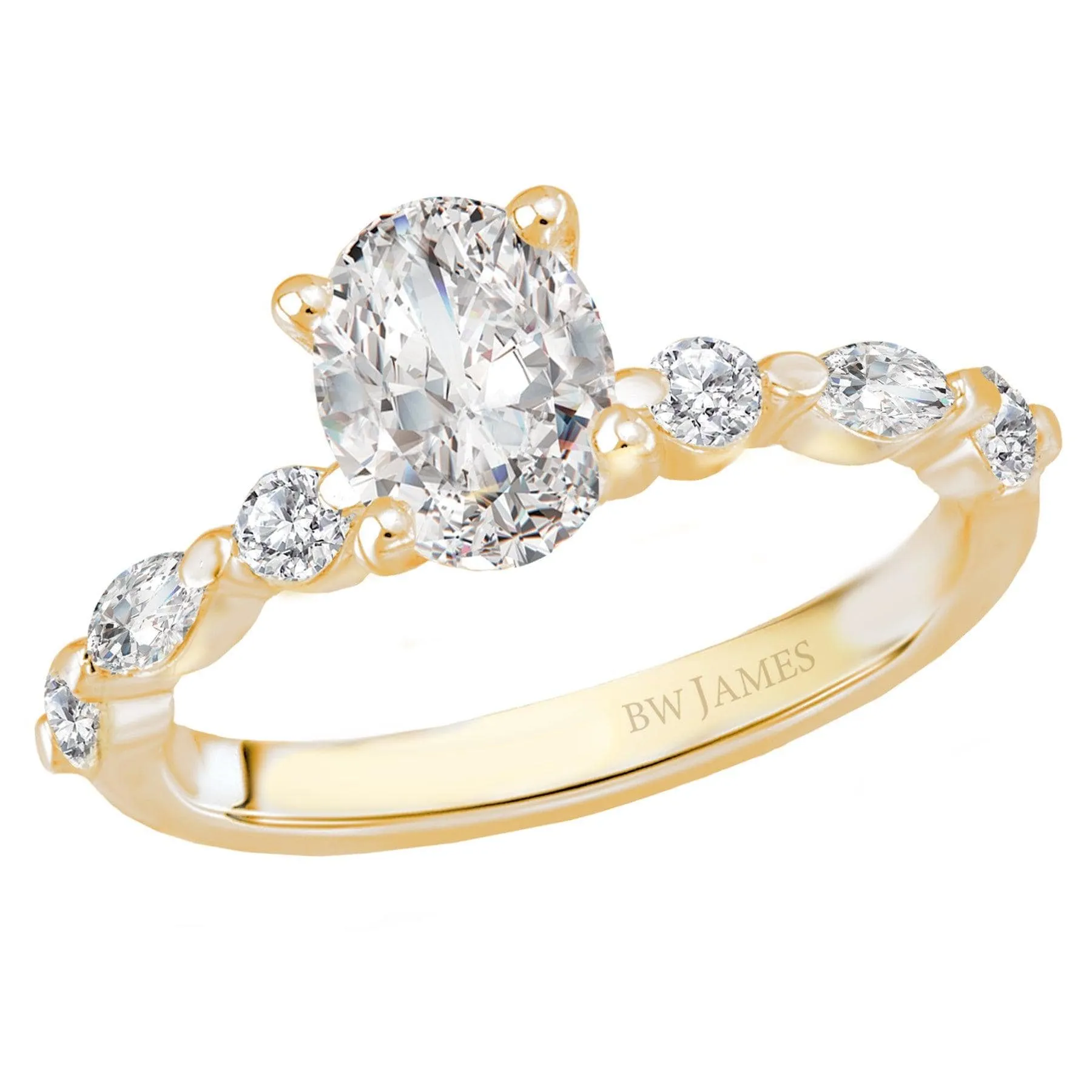 "The Zena" Classic Oval Shape Semi-Mount Diamond Ring