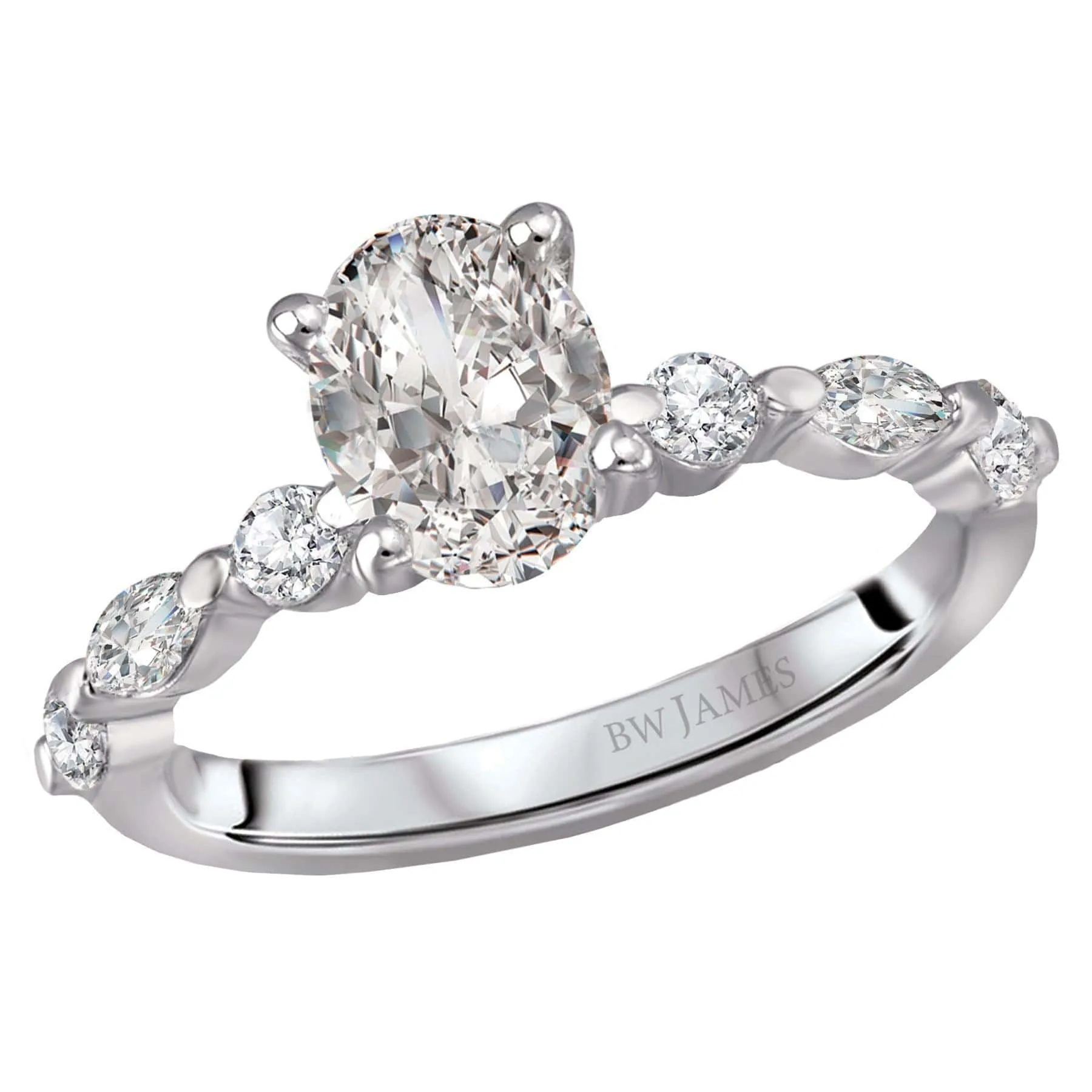 "The Zena" Classic Oval Shape Semi-Mount Diamond Ring