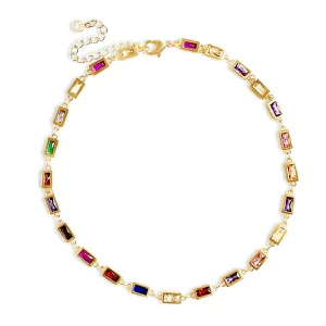 Rainbow Diamond Choker - Gold Filled