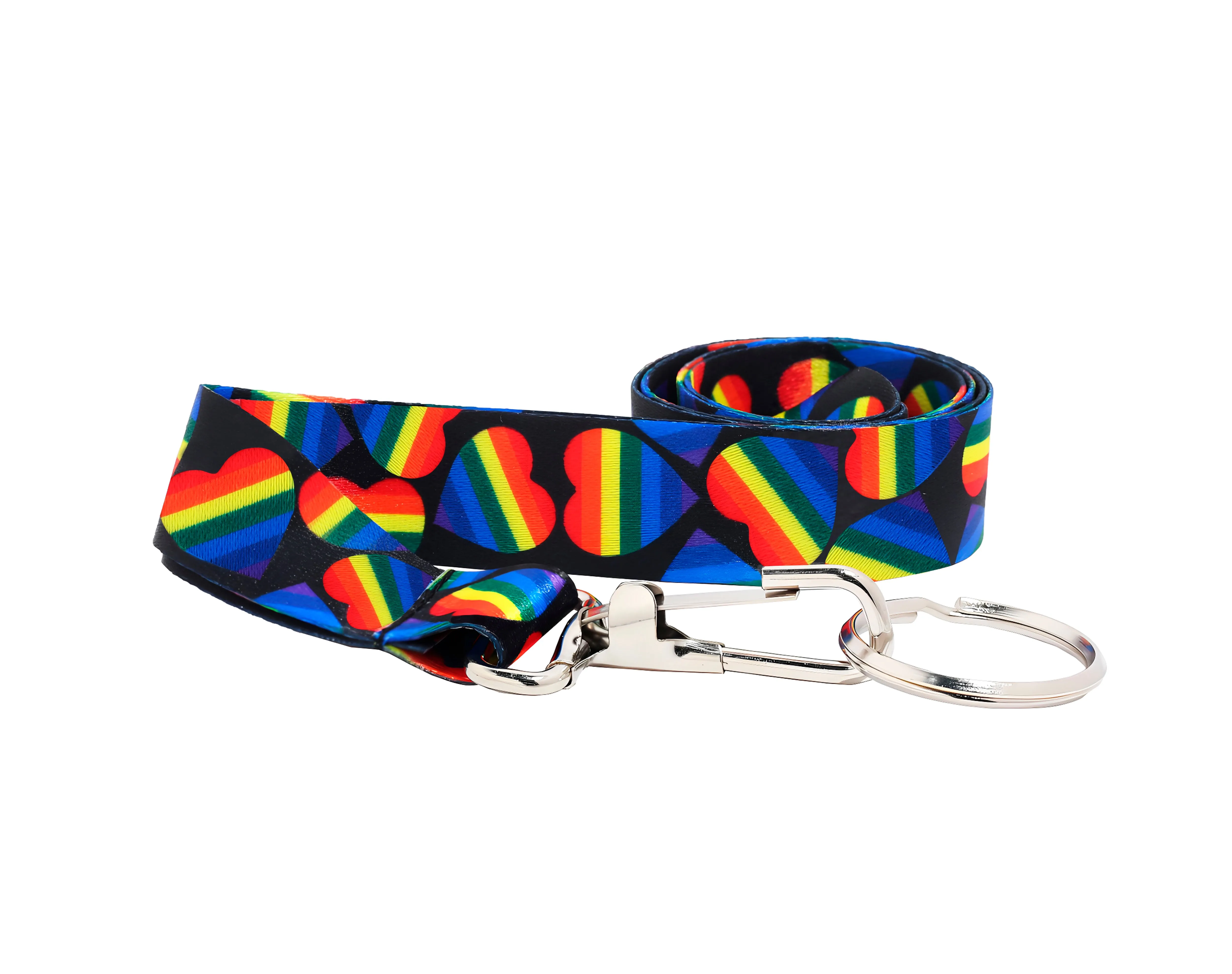 Rainbow Striped Heart Lanyards