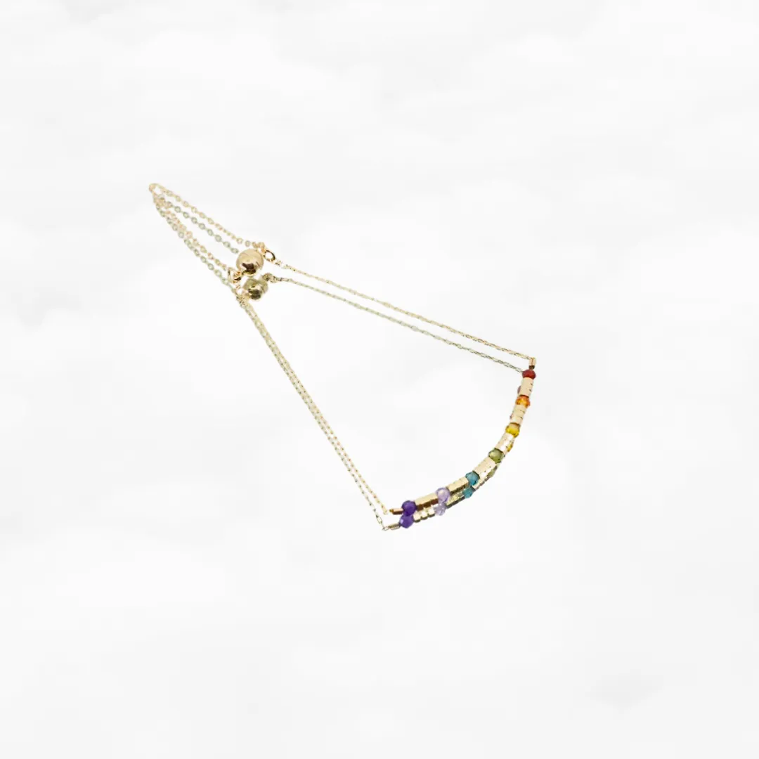 Rainbow Zirconia Chain Bracelet Gold