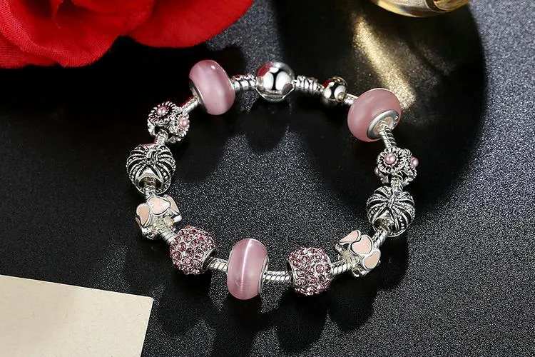 Royal Crown & Crystal Ball Silver Charm Bracelet