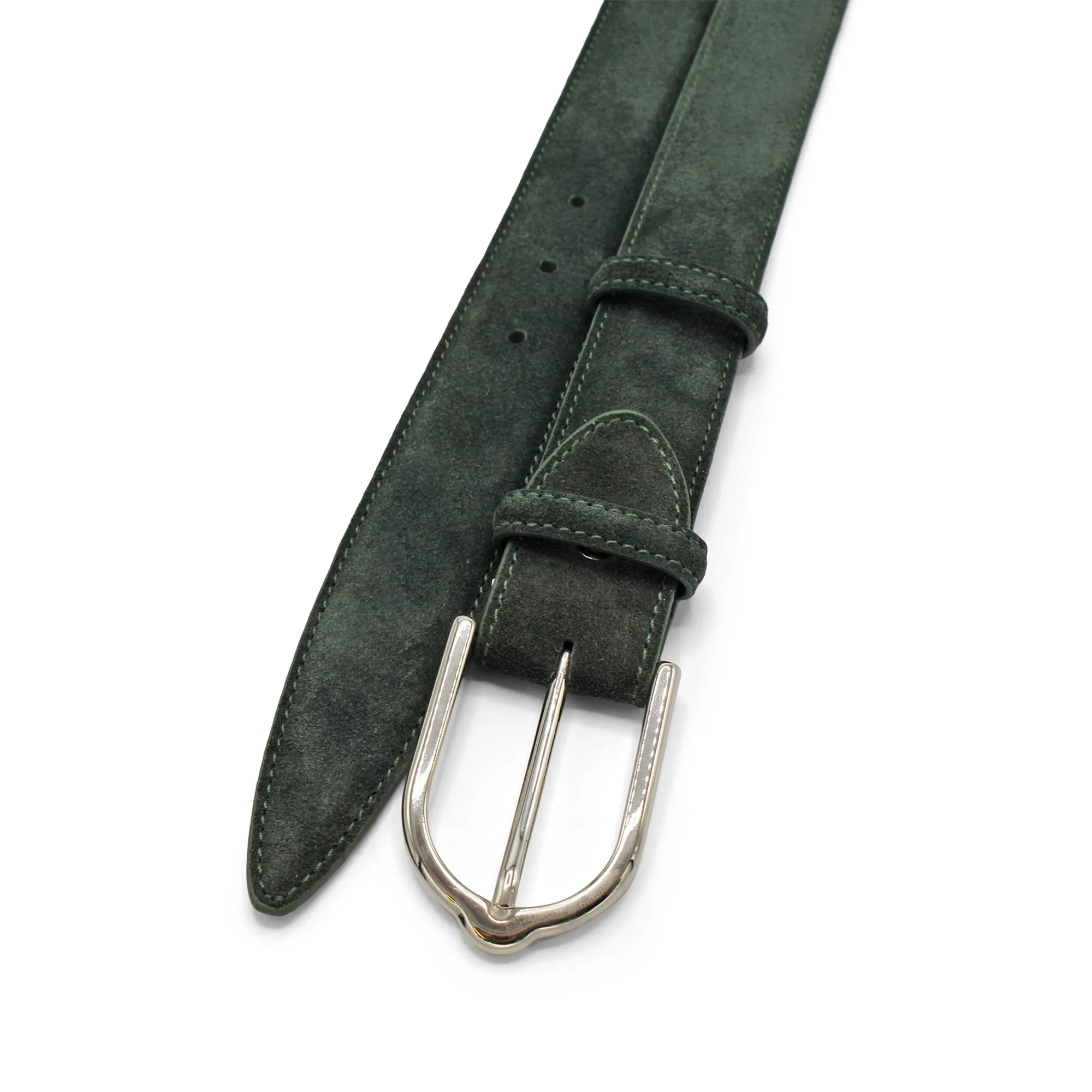 Seaweed Green Suede Prong Belt