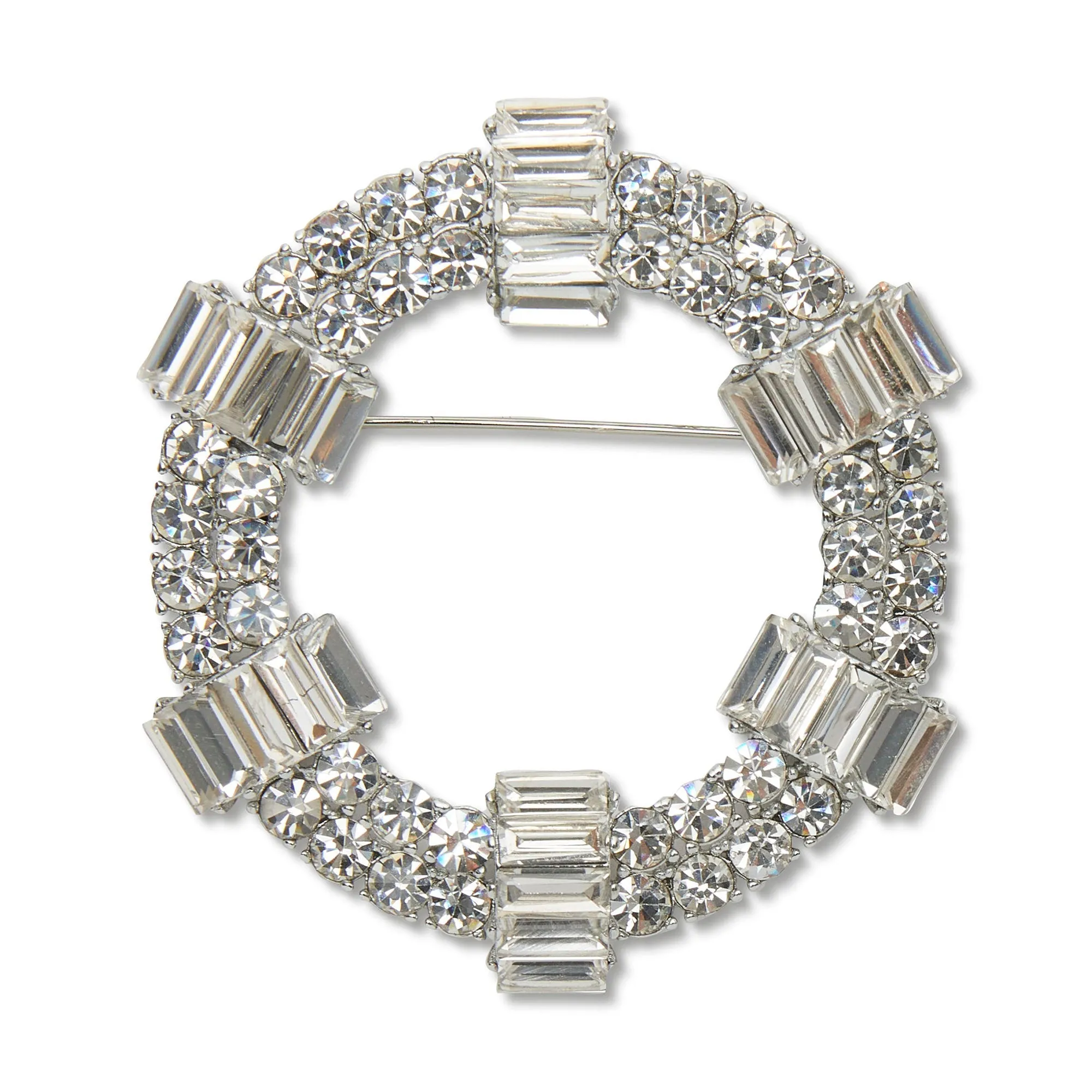 SHINY SILVER CRYSTAL STATION BROOCH