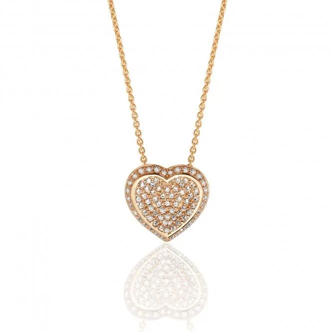 Silver & Co Rose Gold Heart Pave Set Cubic Zirconia Chain Pendant SPG0052R