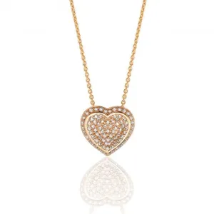 Silver & Co Rose Gold Heart Pave Set Cubic Zirconia Chain Pendant SPG0052R