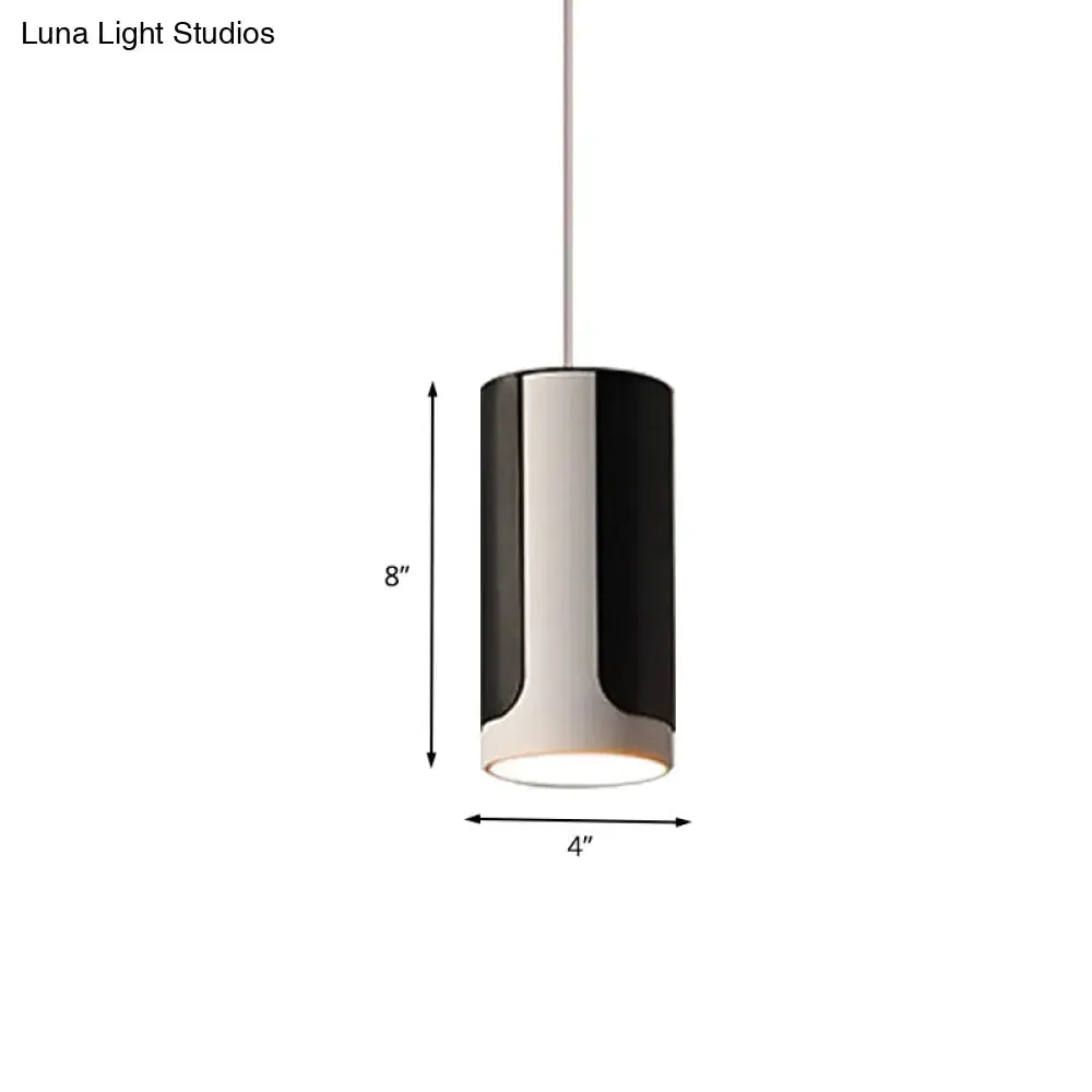 Sleek Black and White Cylinder Pendant Lamp Kit for 1-Head Dining Table