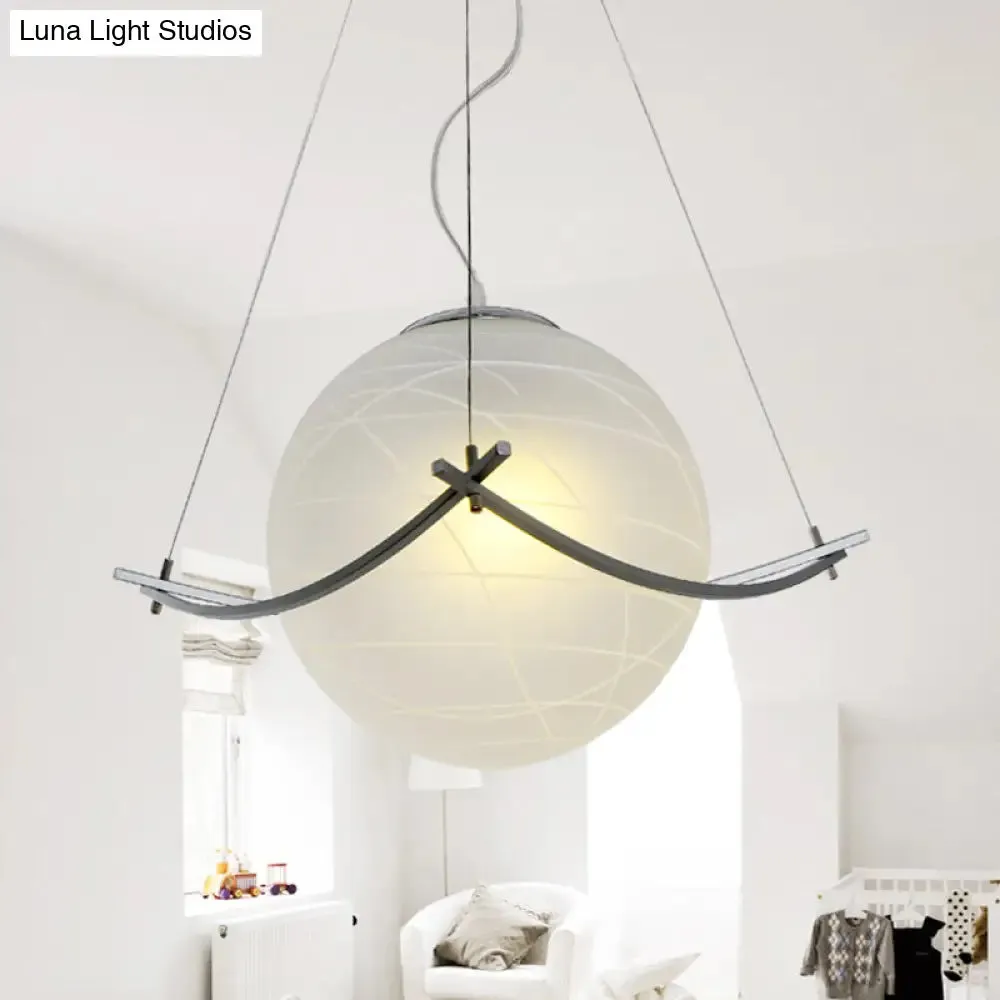 Sleek Chrome Pendant Lamp with Crackle Glass, Simplicity Design - 1 Bulb Ceiling Light