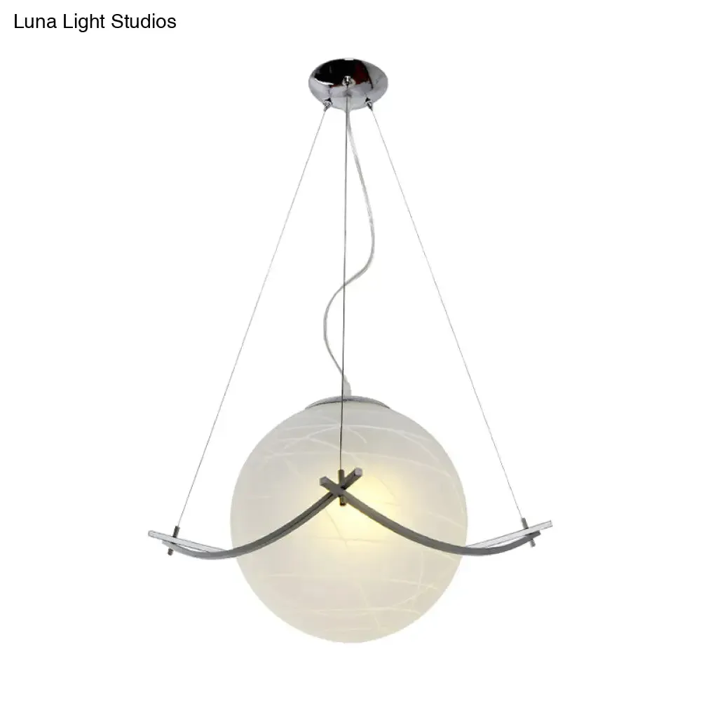 Sleek Chrome Pendant Lamp with Crackle Glass, Simplicity Design - 1 Bulb Ceiling Light