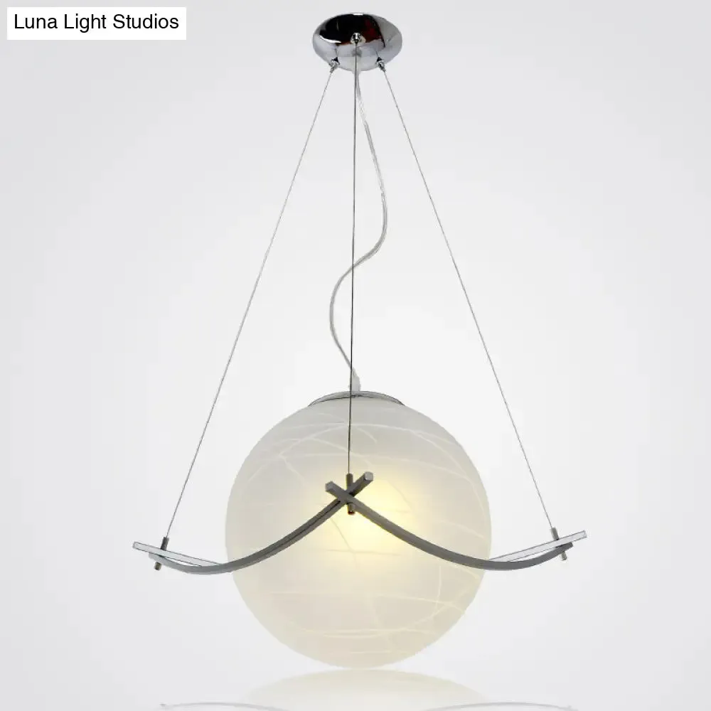 Sleek Chrome Pendant Lamp with Crackle Glass, Simplicity Design - 1 Bulb Ceiling Light