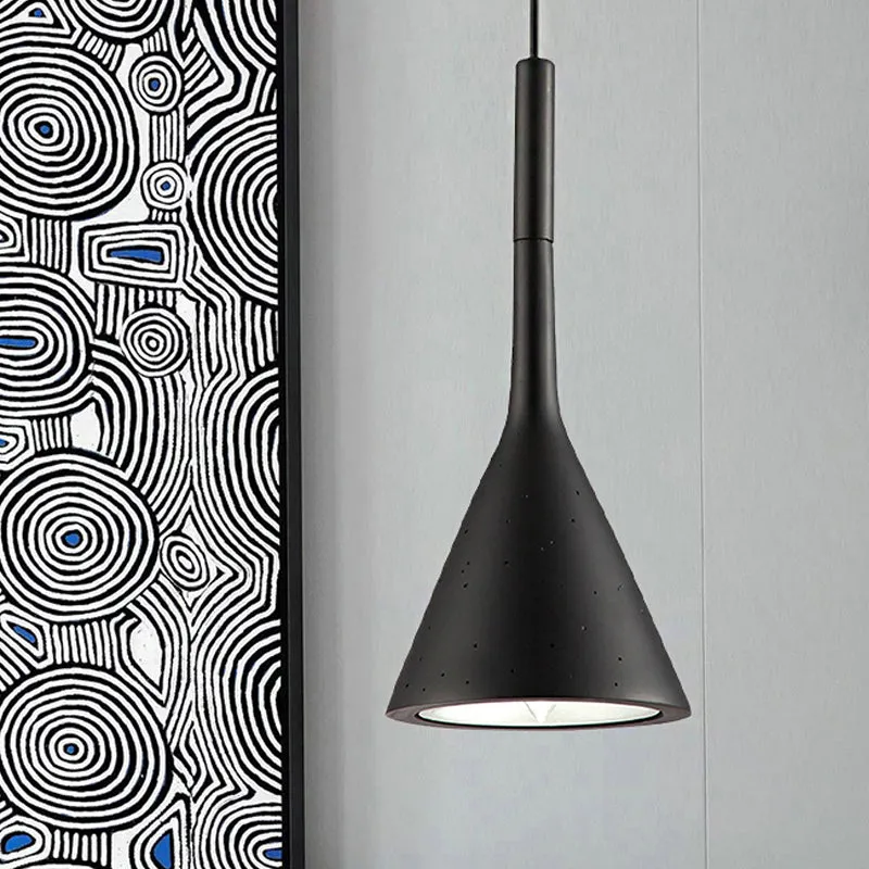 Sleek Conical Pendant Light - Iron, Simple Style - Monochrome Dining Table Lamp