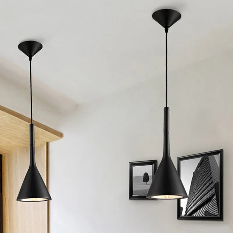 Sleek Conical Pendant Light - Iron, Simple Style - Monochrome Dining Table Lamp