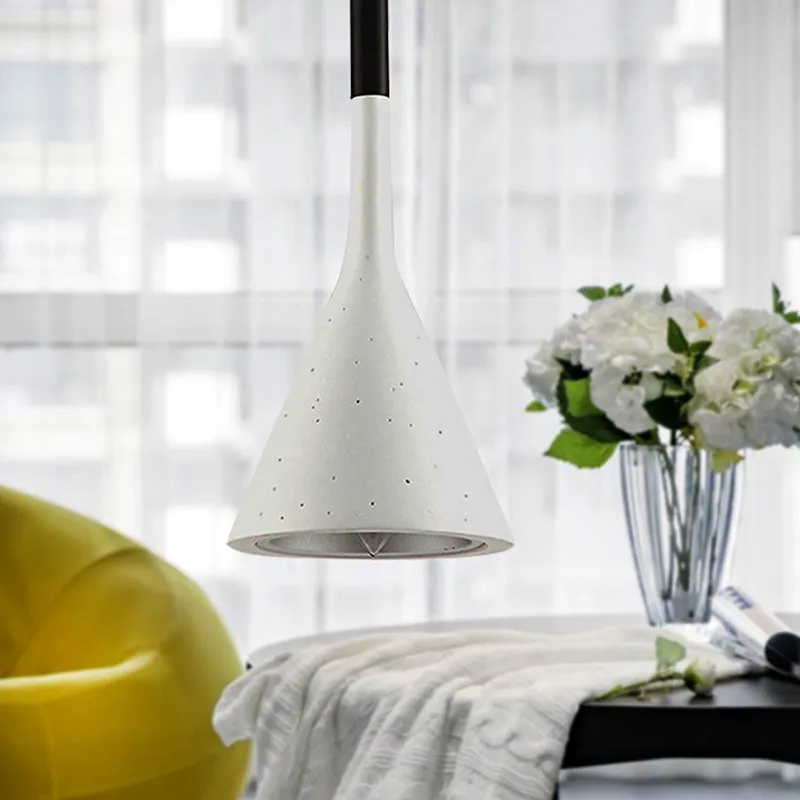 Sleek Conical Pendant Light - Iron, Simple Style - Monochrome Dining Table Lamp