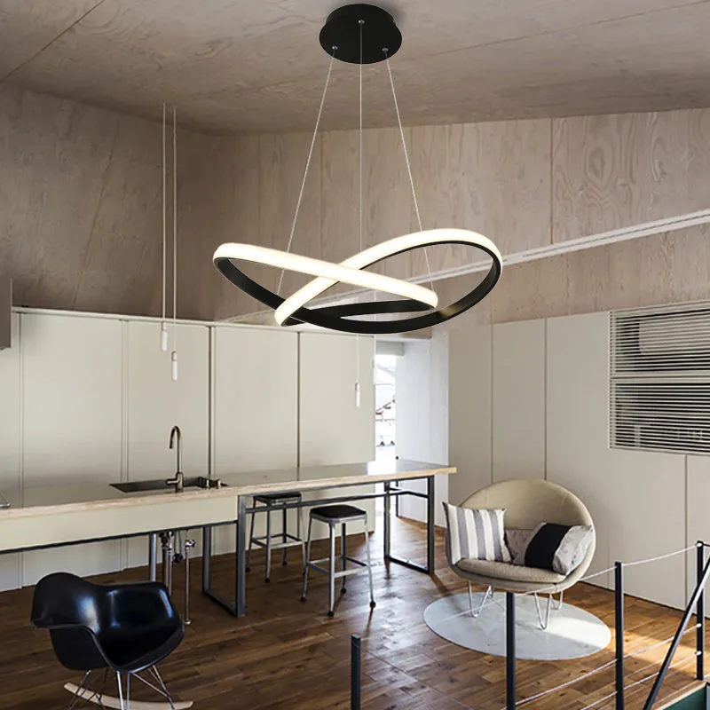 Sleek Curves Ceiling Light: Modern LED Chandelier Pendant in Warm/White Light, Seamless Design