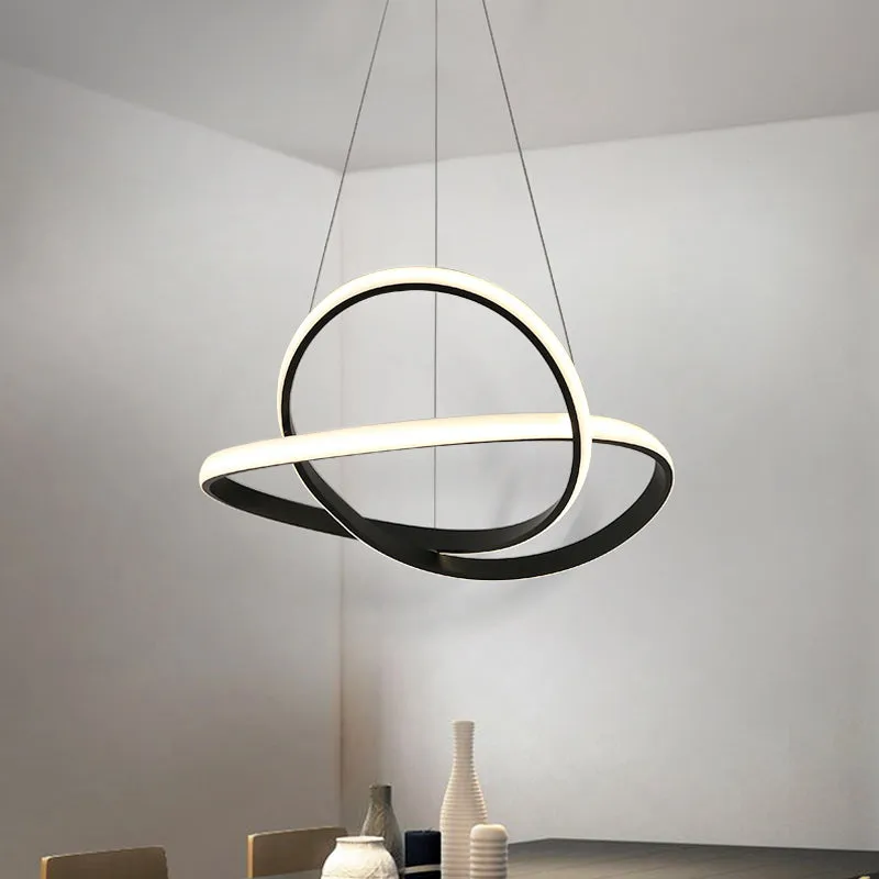 Sleek Curves Ceiling Light: Modern LED Chandelier Pendant in Warm/White Light, Seamless Design