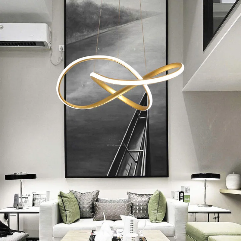 Sleek Curves Ceiling Light: Modern LED Chandelier Pendant in Warm/White Light, Seamless Design