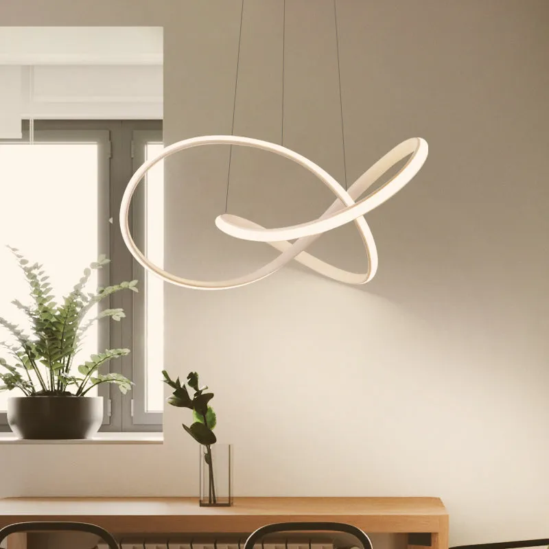 Sleek Curves Ceiling Light: Modern LED Chandelier Pendant in Warm/White Light, Seamless Design