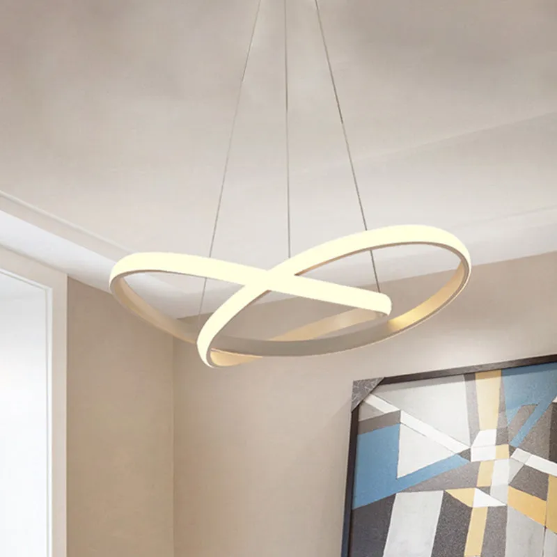 Sleek Curves Ceiling Light: Modern LED Chandelier Pendant in Warm/White Light, Seamless Design