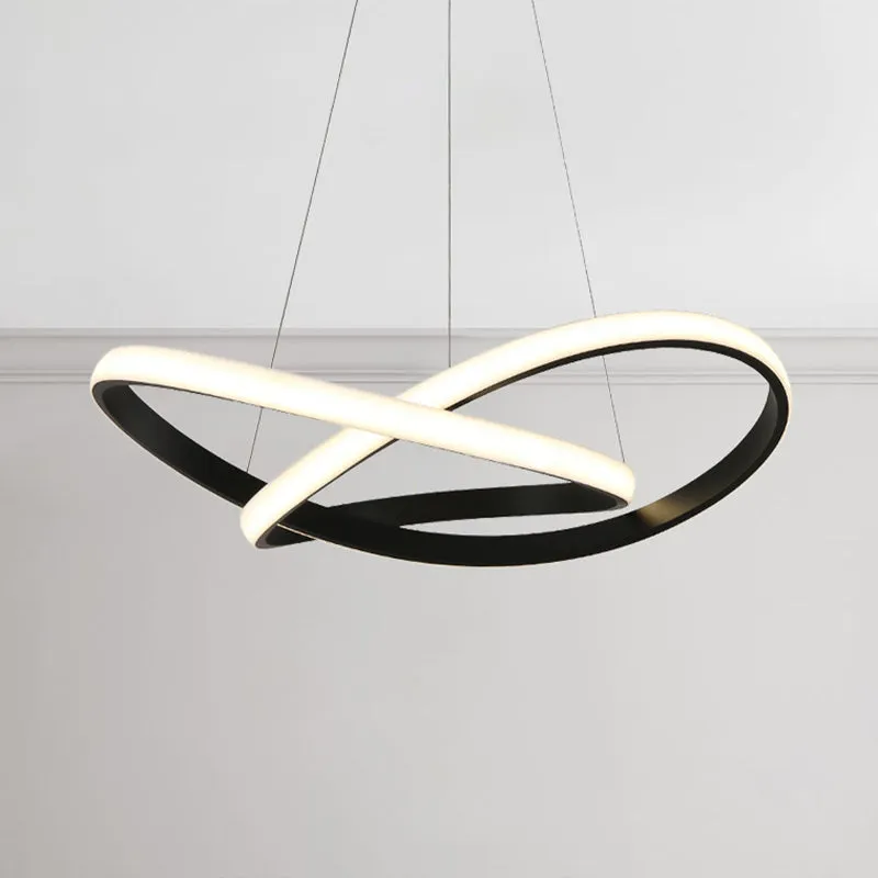 Sleek Curves Ceiling Light: Modern LED Chandelier Pendant in Warm/White Light, Seamless Design