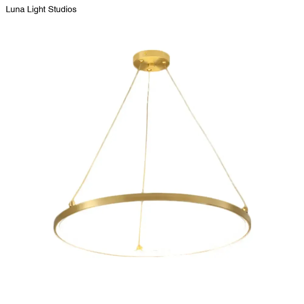 Sleek Gold Hoop LED Chandelier Pendant for Dining Room