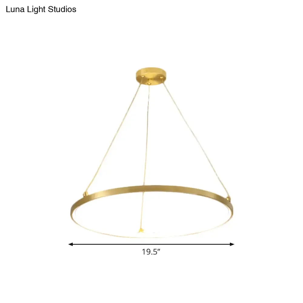 Sleek Gold Hoop LED Chandelier Pendant for Dining Room