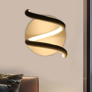 Sleek LED White Wall Sconce: Acrylic Spiral Light Fixture with Minimalist Design