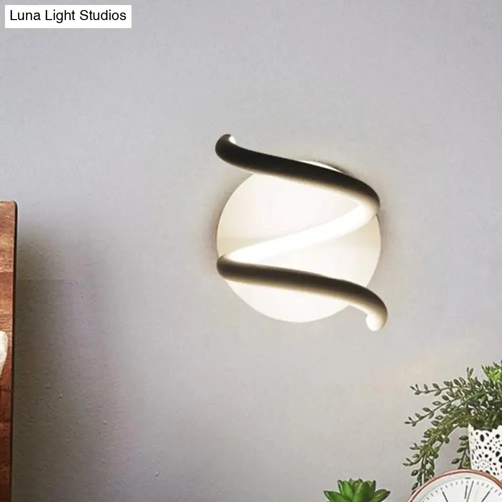 Sleek LED White Wall Sconce: Acrylic Spiral Light Fixture with Minimalist Design