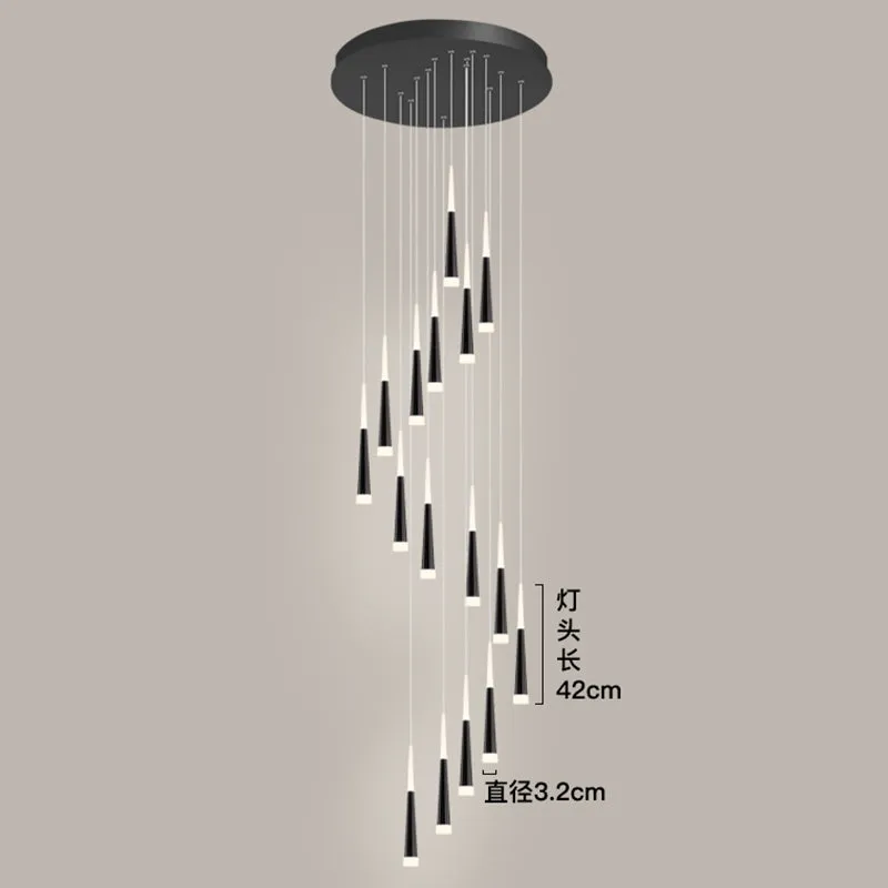 Sleek Metallic Spiral Ceiling Light with Acrylic Shade - Minimalistic Staircase Suspension Lighting