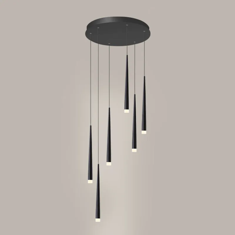 Sleek Metallic Spiral Ceiling Light with Acrylic Shade - Minimalistic Staircase Suspension Lighting