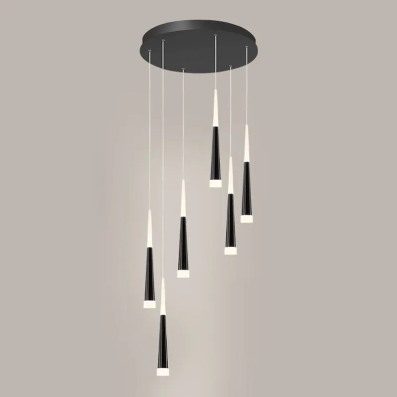 Sleek Metallic Spiral Ceiling Light with Acrylic Shade - Minimalistic Staircase Suspension Lighting