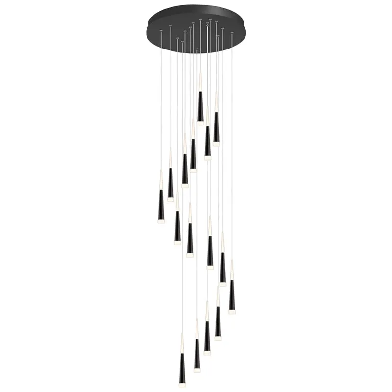 Sleek Metallic Spiral Ceiling Light with Acrylic Shade - Minimalistic Staircase Suspension Lighting