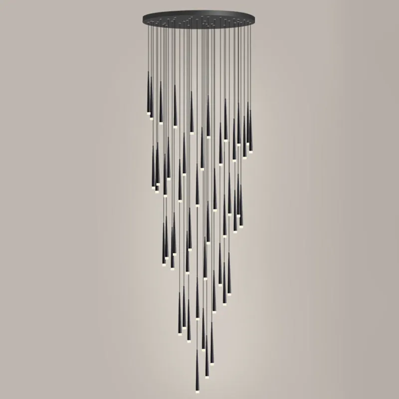 Sleek Metallic Spiral Ceiling Light with Acrylic Shade - Minimalistic Staircase Suspension Lighting