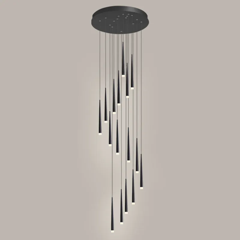 Sleek Metallic Spiral Ceiling Light with Acrylic Shade - Minimalistic Staircase Suspension Lighting