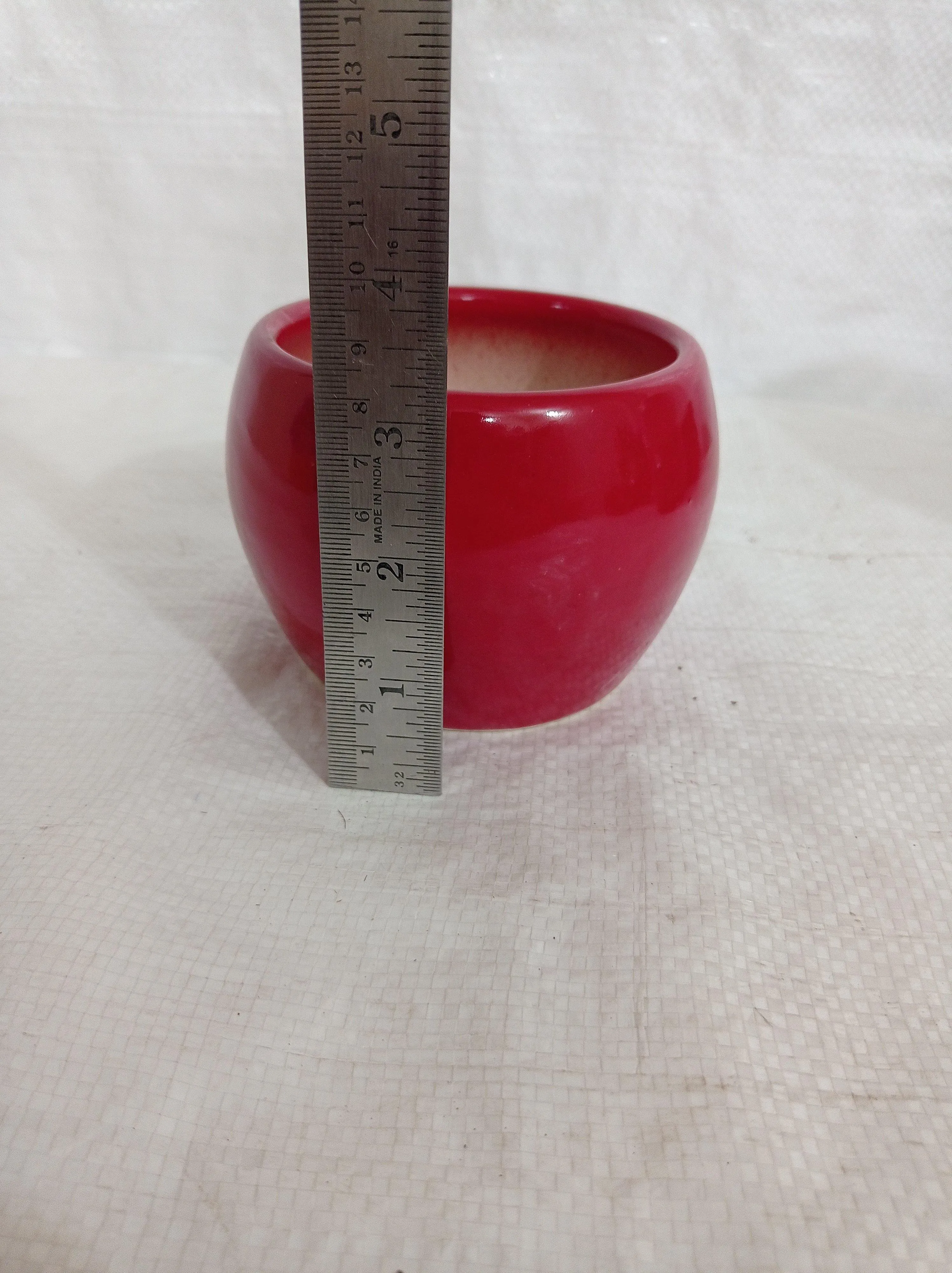 Sleek Red Ceramic Bowl Plant Pot | Modern Minimalist Design