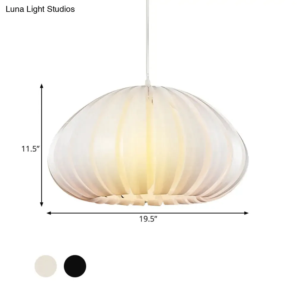 Sleek Squash Suspension Light: Acrylic Single Dining Table Pendant in White/Black with Blade Design