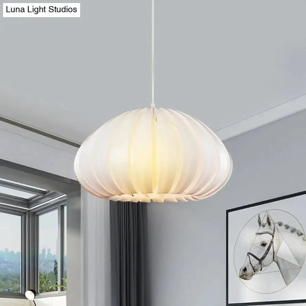 Sleek Squash Suspension Light: Acrylic Single Dining Table Pendant in White/Black with Blade Design