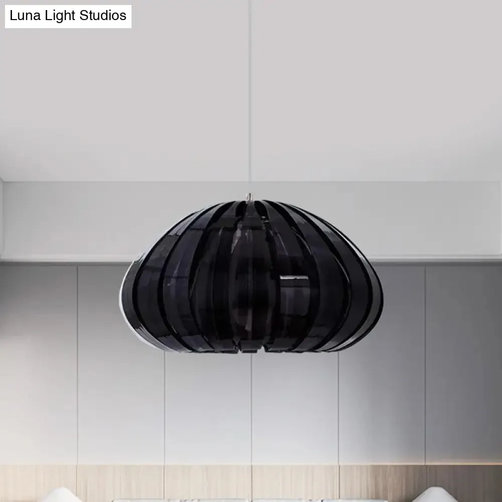 Sleek Squash Suspension Light: Acrylic Single Dining Table Pendant in White/Black with Blade Design