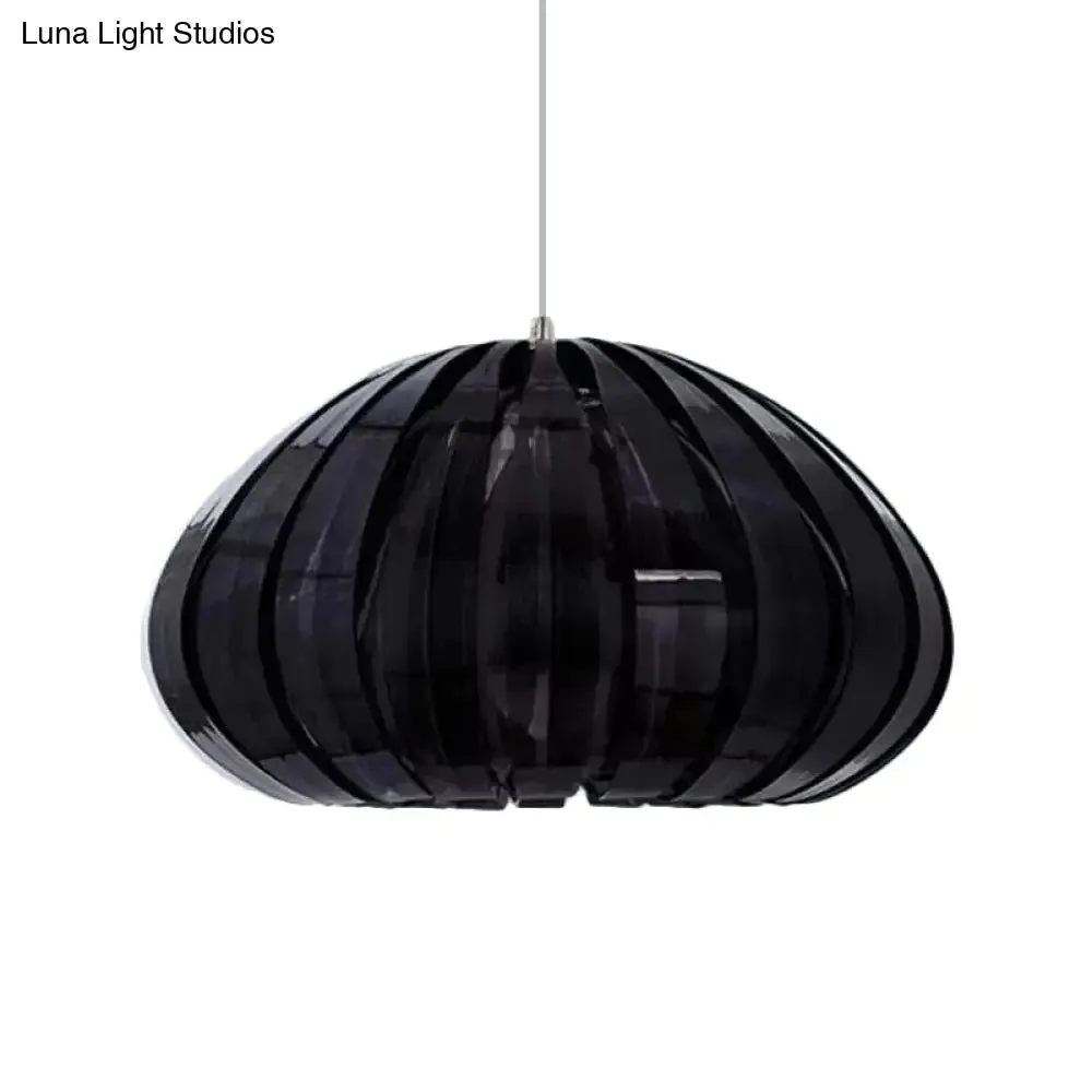 Sleek Squash Suspension Light: Acrylic Single Dining Table Pendant in White/Black with Blade Design