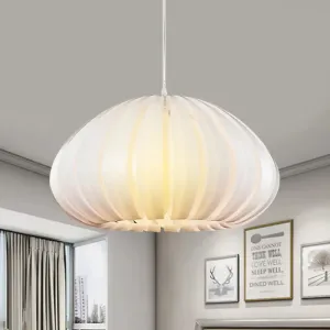 Sleek Squash Suspension Light: Acrylic Single Dining Table Pendant in White/Black with Blade Design