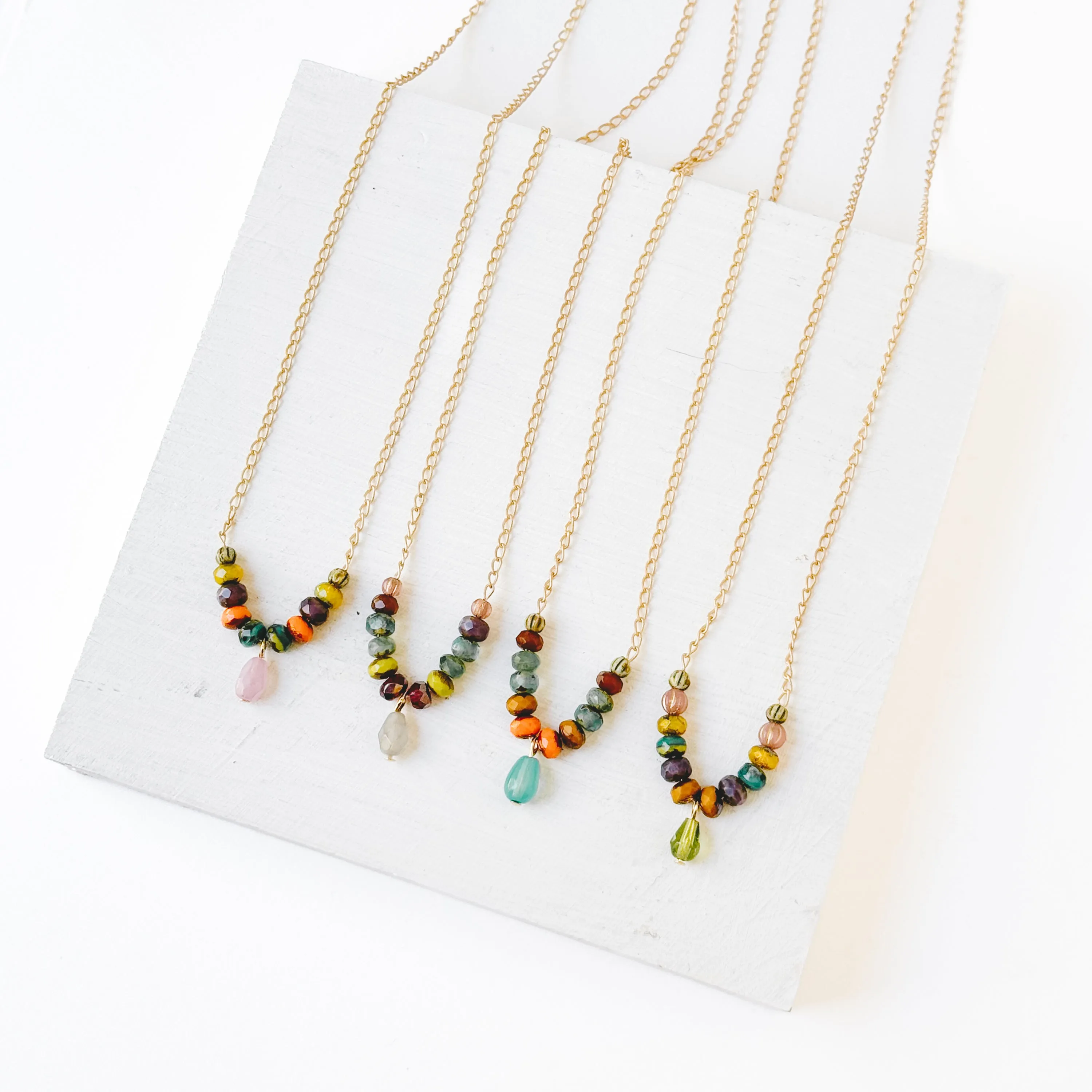 Small bead necklace, dainty bead necklace, colorful necklace - WS