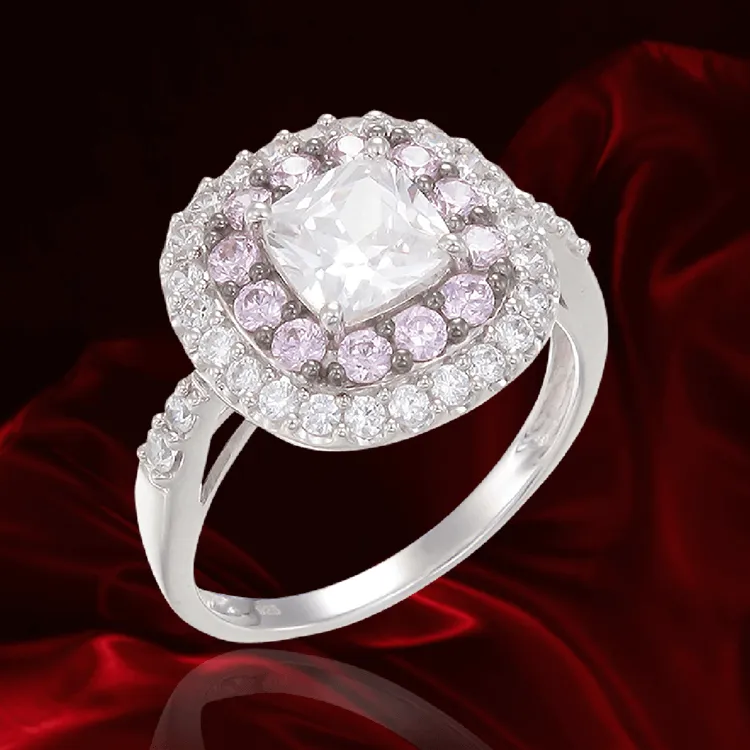 Sparkling Hypnotic White and Pink Ring