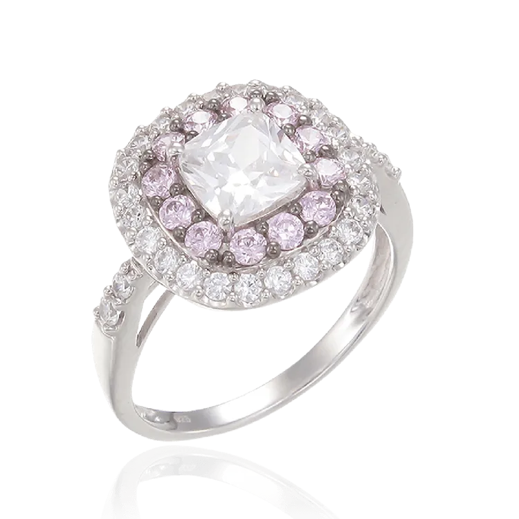 Sparkling Hypnotic White and Pink Ring